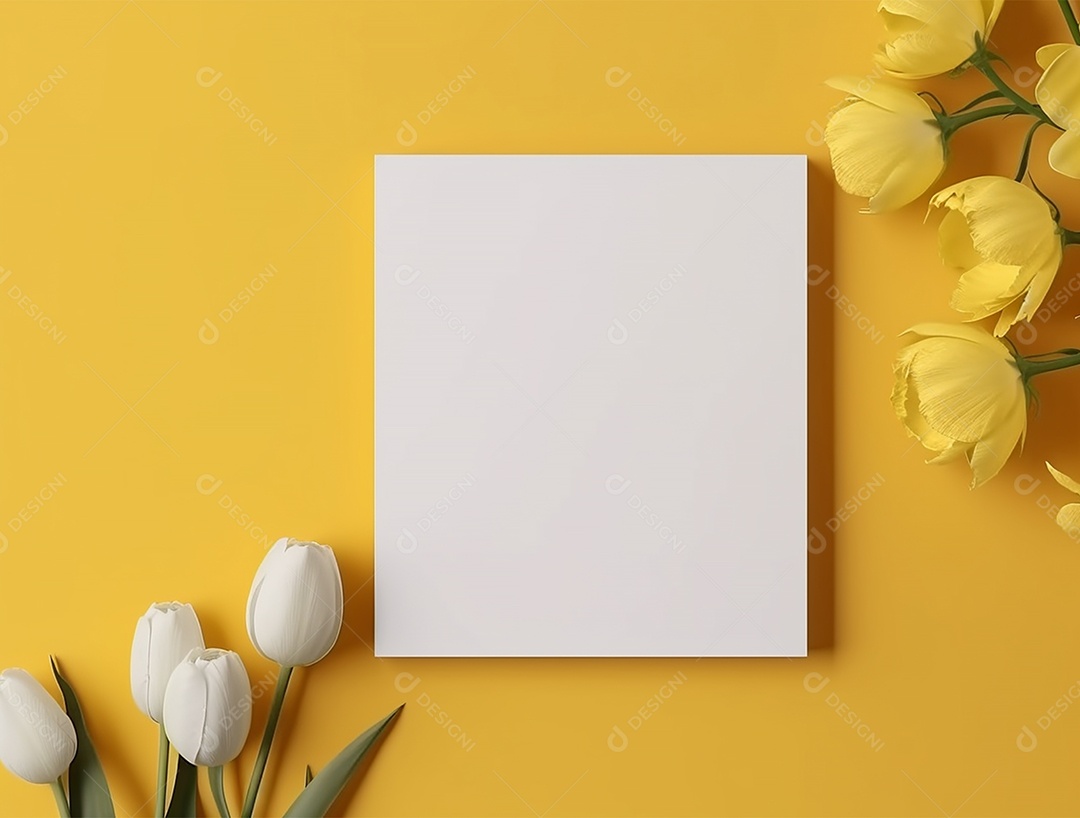 Papel em um fundo colorido com flores