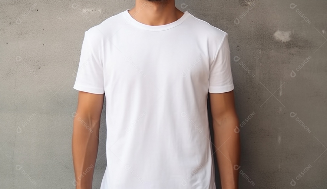 Pessoa vestida com camiseta branca.