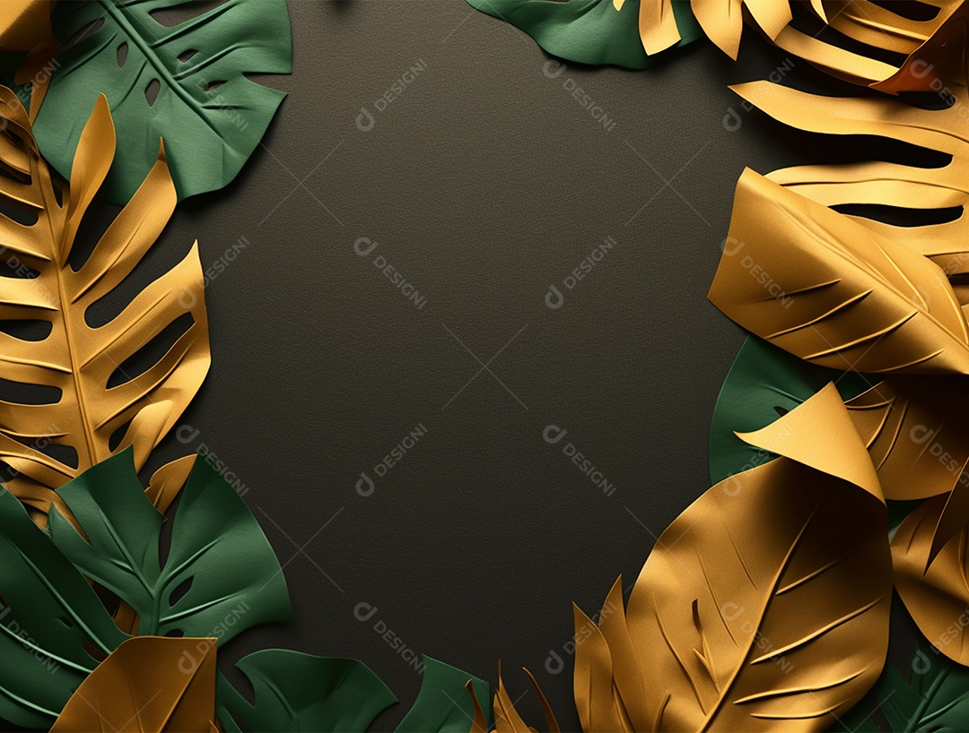 Fundo escuro com flores pretas e douradas.