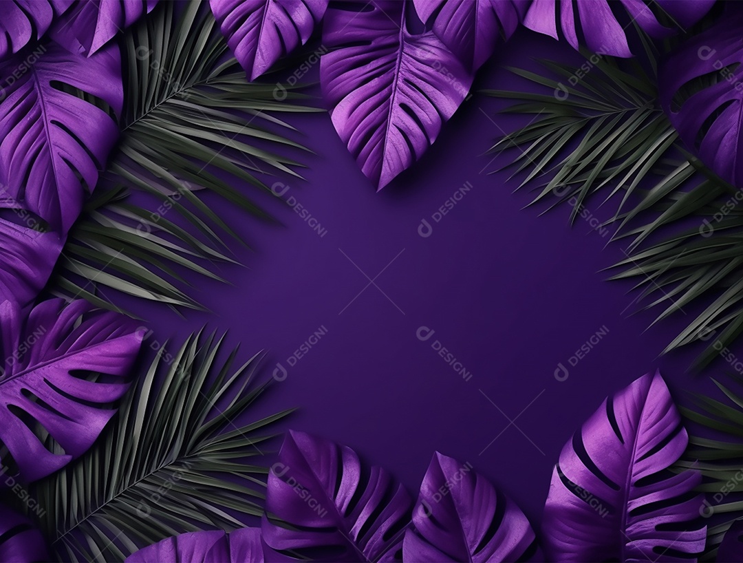 Fundo roxo com folhas roxas e pretas.
