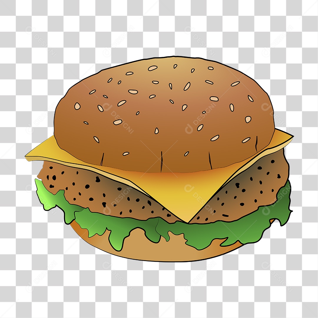 Elemento 3D Hamburguer para Composição PNG Transparente