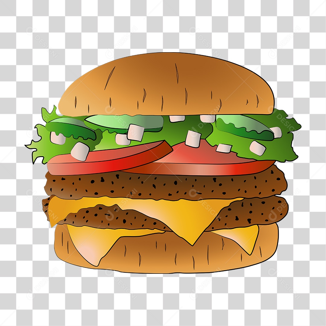 Elemento 3D Hamburguer para Composição PNG Transparente
