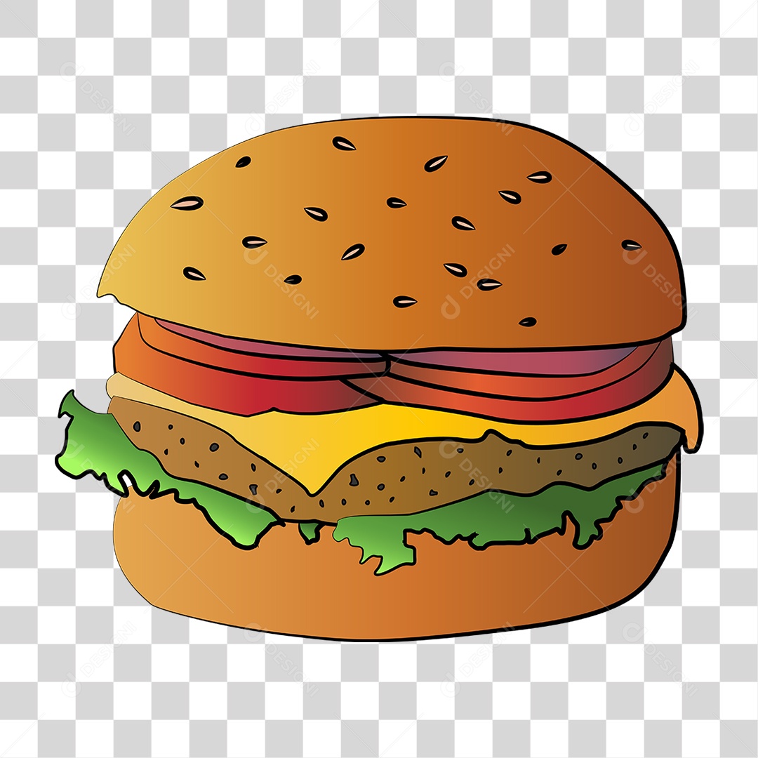 Elemento 3D Hamburguer para Composição PNG Transparente