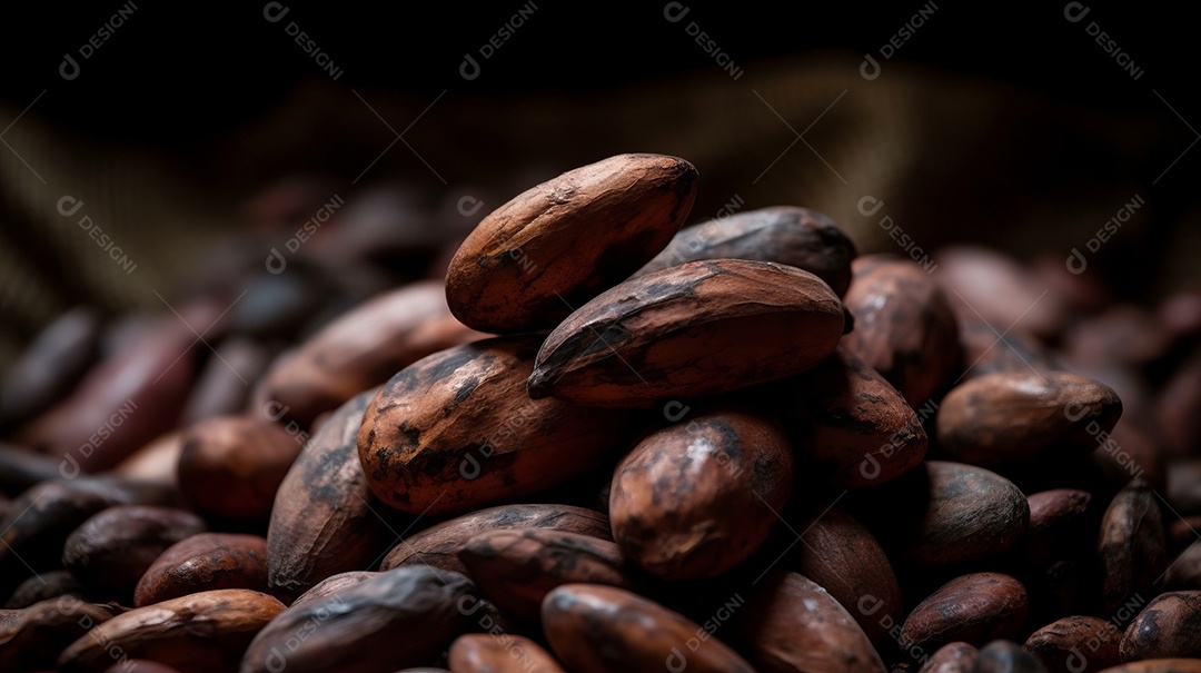 Dia Mundial do Chocolate 07 de julho grãos de cacau Generative AI.