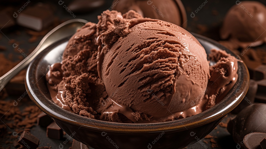 Dia Mundial do Chocolate 07 de julho Sorvete de chocolate IA generativa.