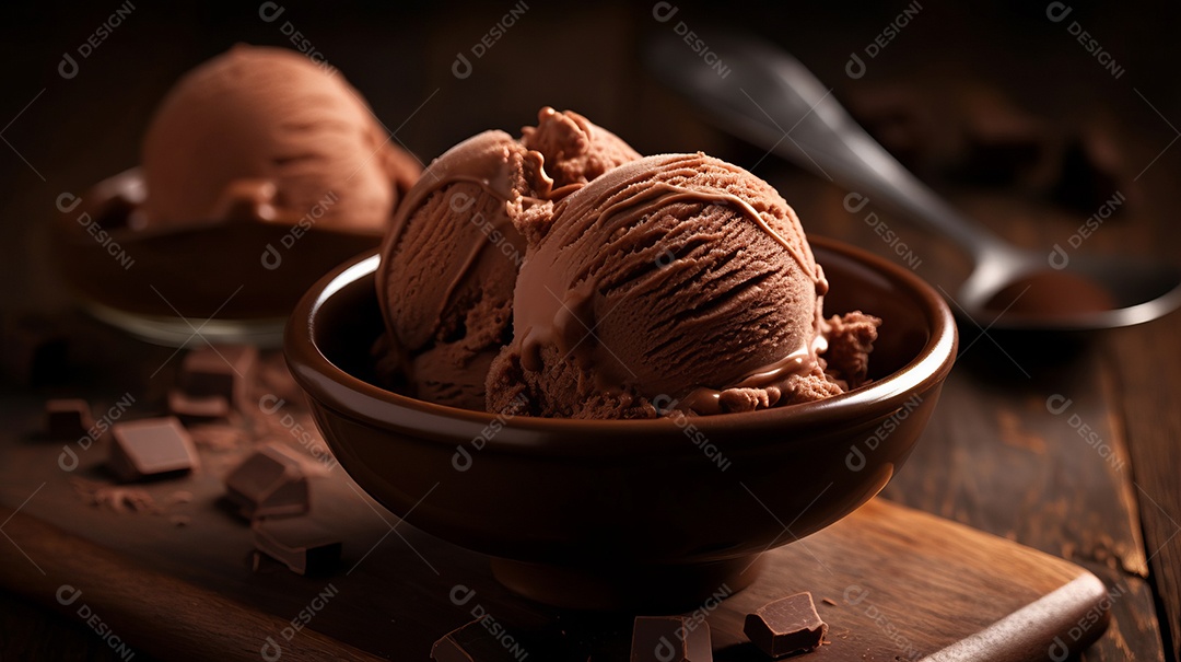 Dia Mundial do Chocolate 07 de julho Sorvete de chocolate IA generativa.