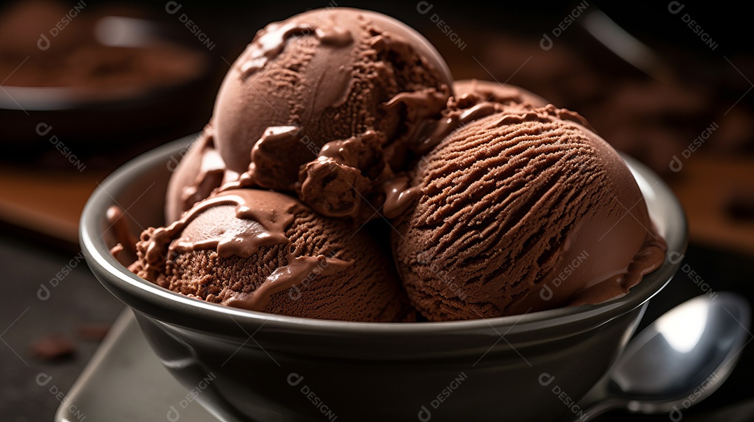 Dia Mundial do Chocolate 07 de julho Sorvete de chocolate IA generativa.