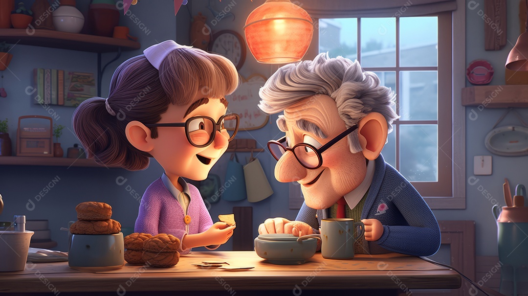 Desenho animado do dia dos avós 3d 23 de julho IA generativa.