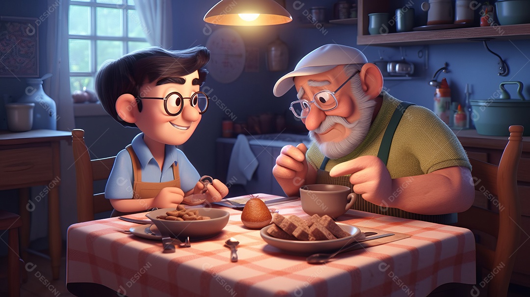 Desenho animado do dia dos avós 3d 23 de julho IA generativa.