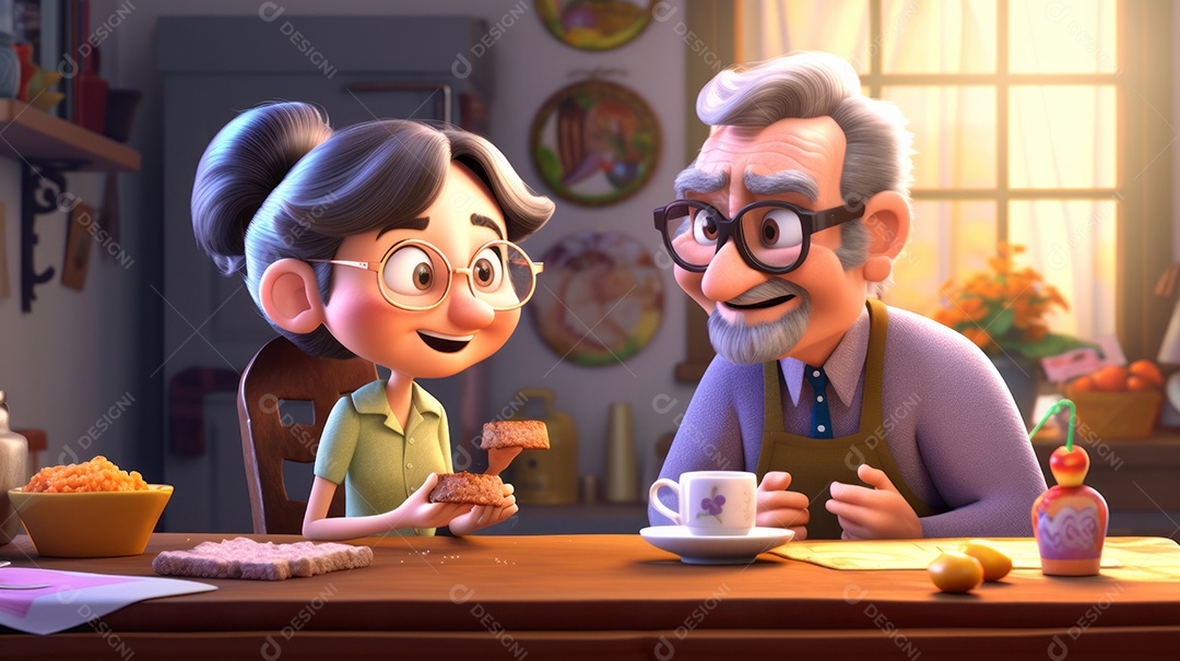 Desenho animado do dia dos avós 3d 23 de julho IA generativa.