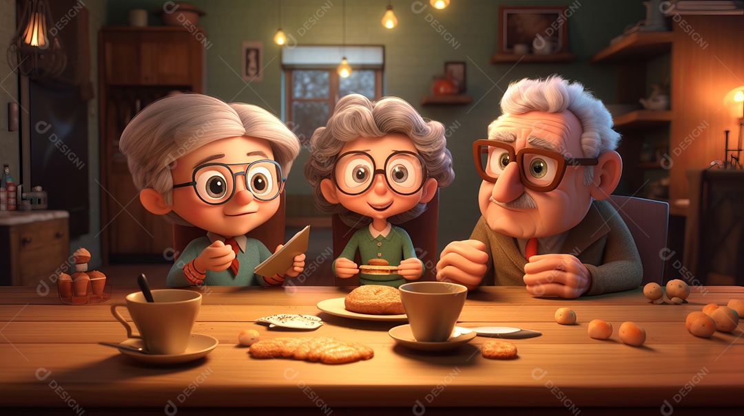 Desenho animado do dia dos avós 3d 23 de julho IA generativa.