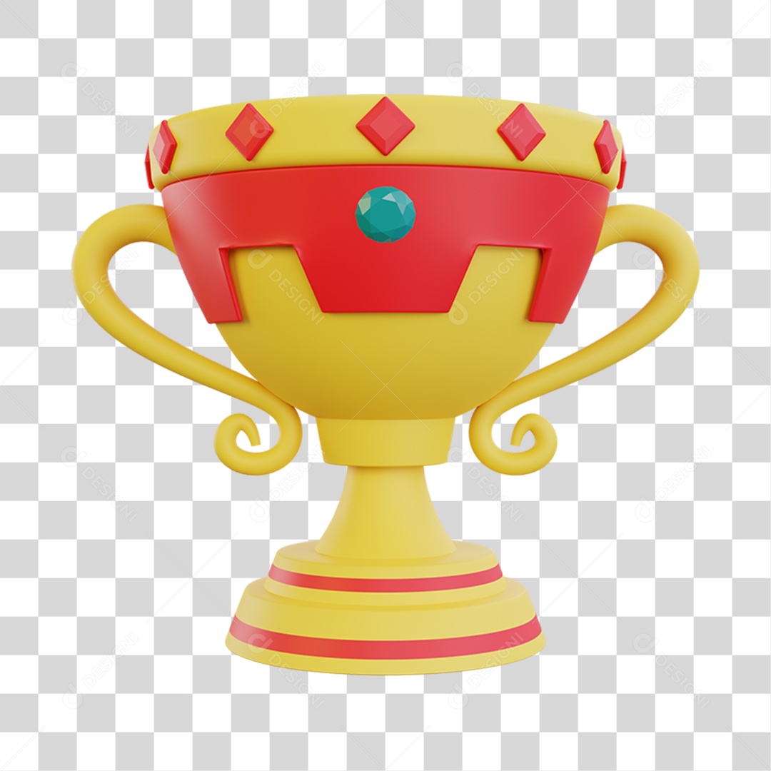 Elemento 3D Taça Gamer para Composição PNG Transparente