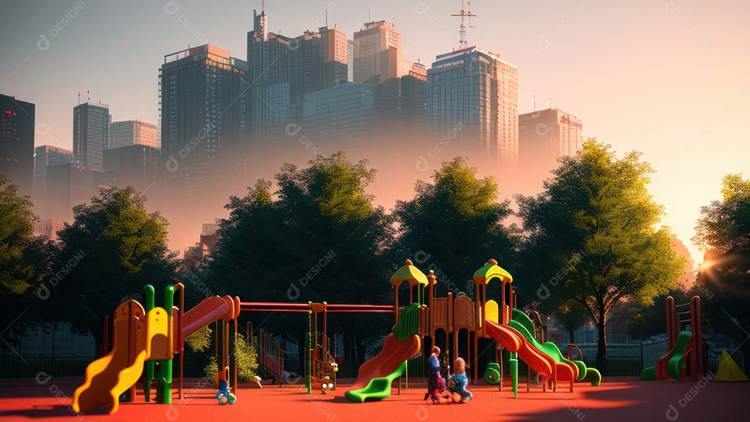 Imagem realista de parquinho.