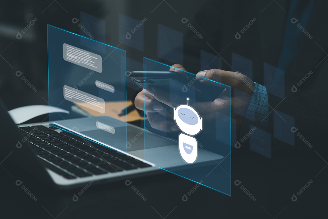 ChatGPT Bate-papo com IA ou Inteligência Artificial. Chatbot digital, aplicativo robô, geração OpenAI.