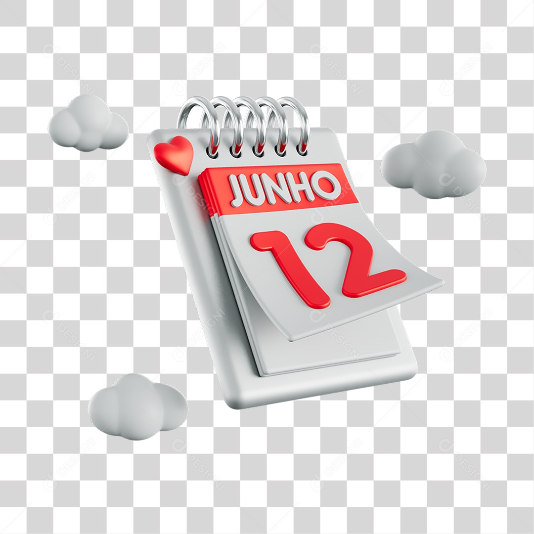Calendário 12 De Junho Elemento 3D PNG Transparente