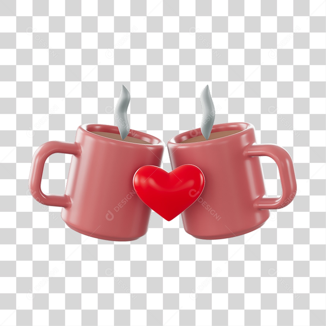 Canecas Brindando Elemento 3D PNG Transparente