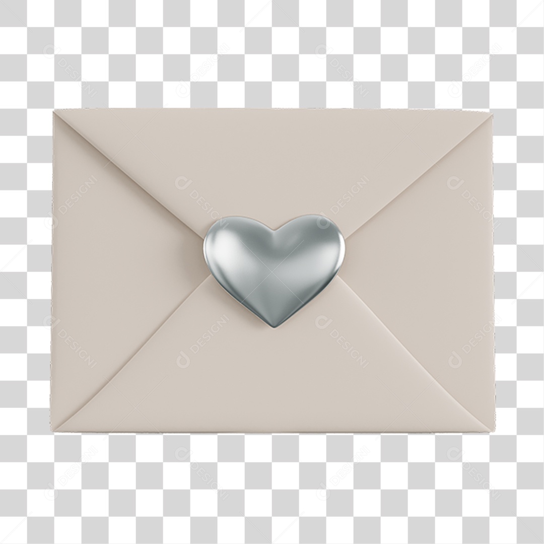 Carta Com Coração Elemento 3D PNG Transparente