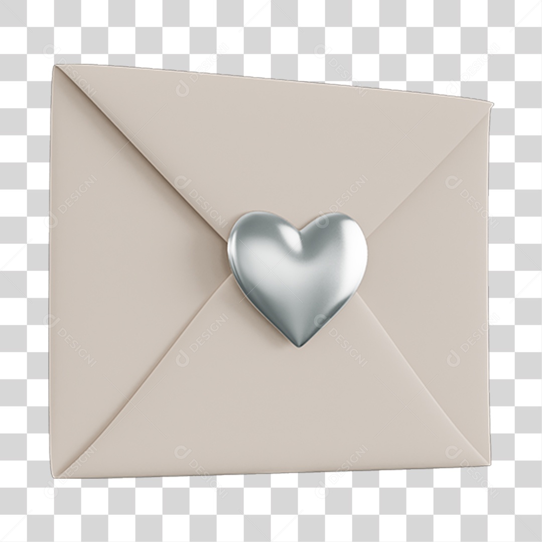 Carta Com Coração Elemento 3D PNG Transparente