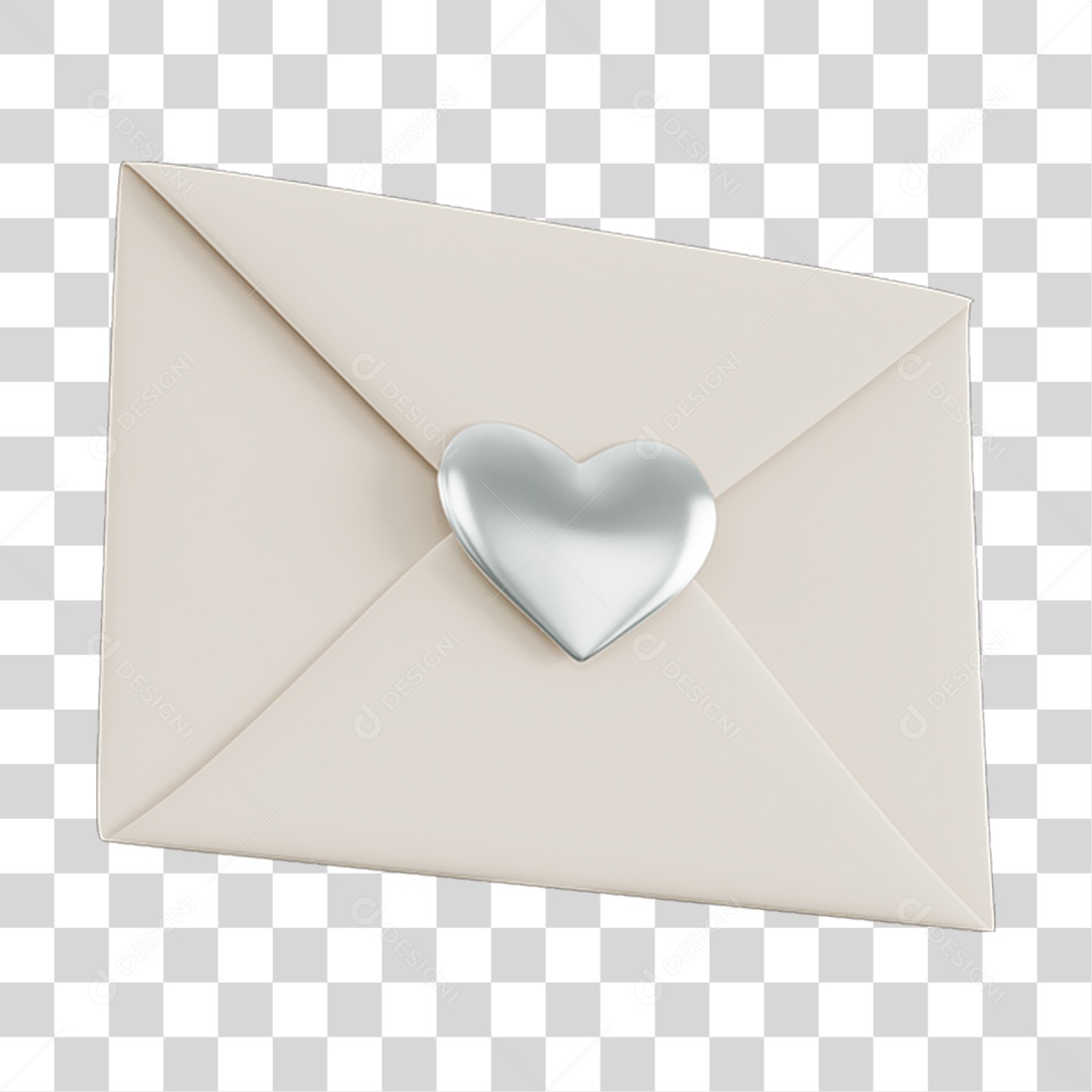 Carta Com Coração Elemento 3D PNG Transparente