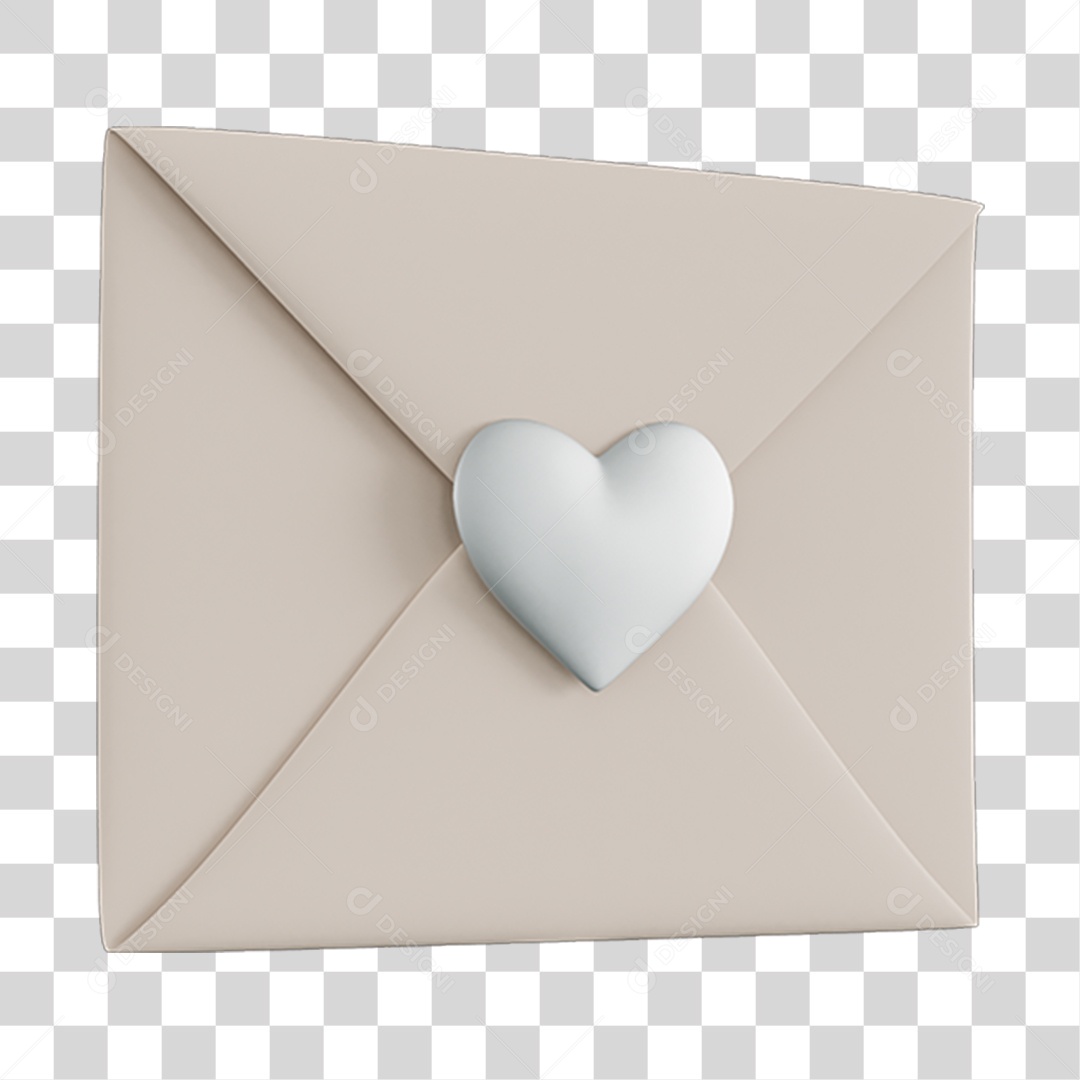 Carta Com Coração Elemento 3D PNG Transparente
