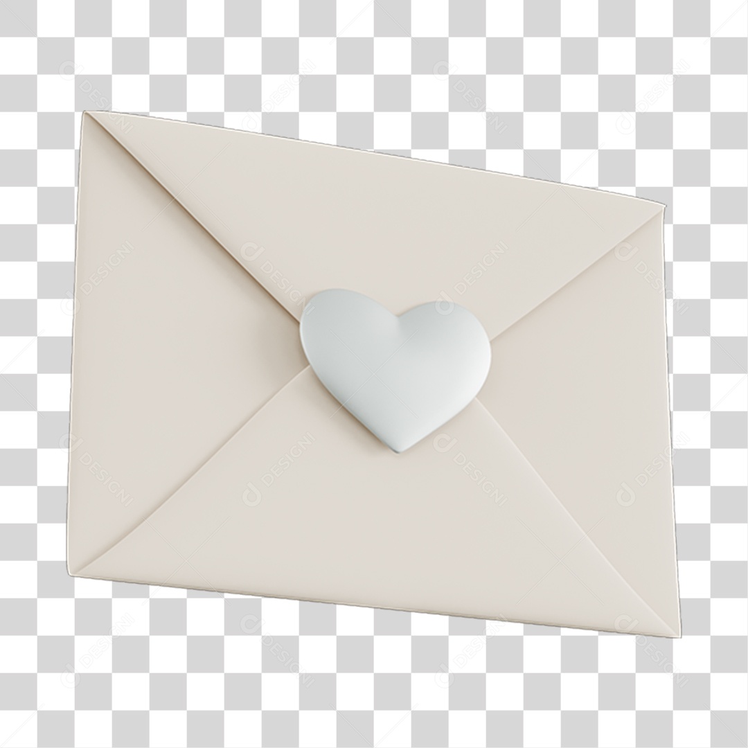 Carta Com Coração Elemento 3D PNG Transparente