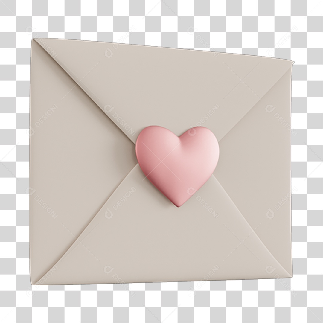 Carta Com Coração Elemento 3D PNG Transparente