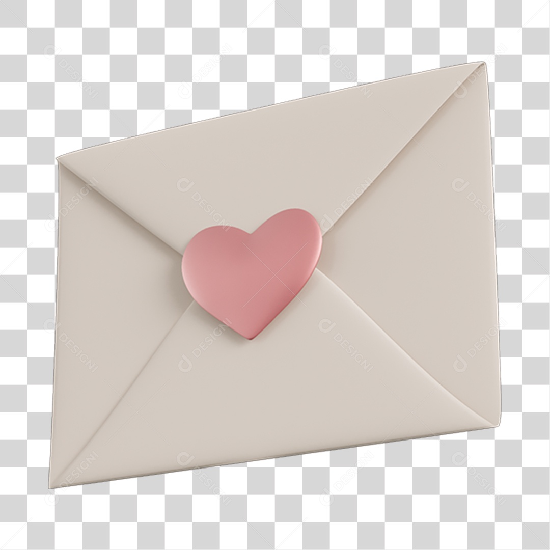 Carta Com Coração Elemento 3D PNG Transparente