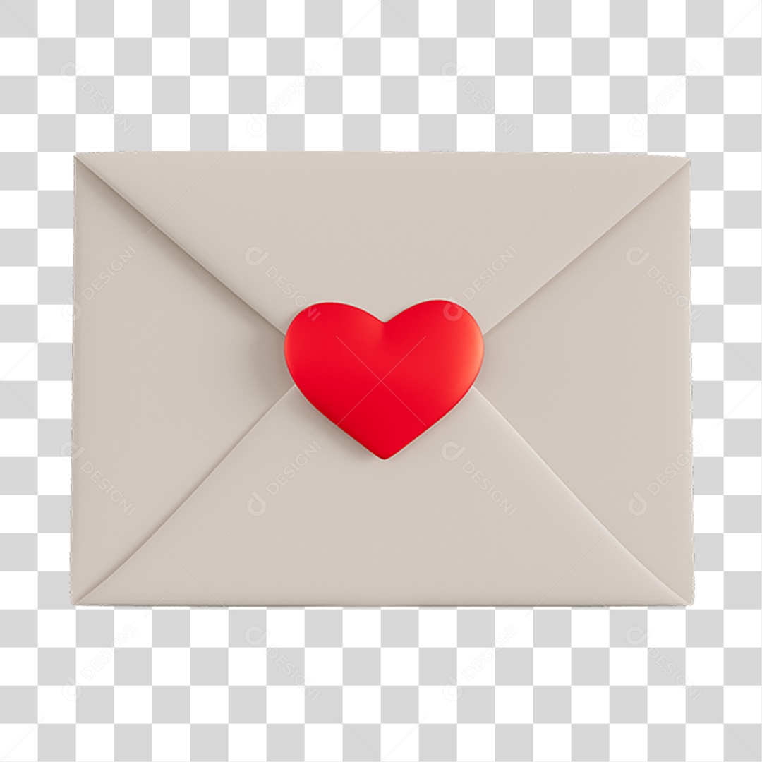 Carta Com Coração Elemento 3D PNG Transparente