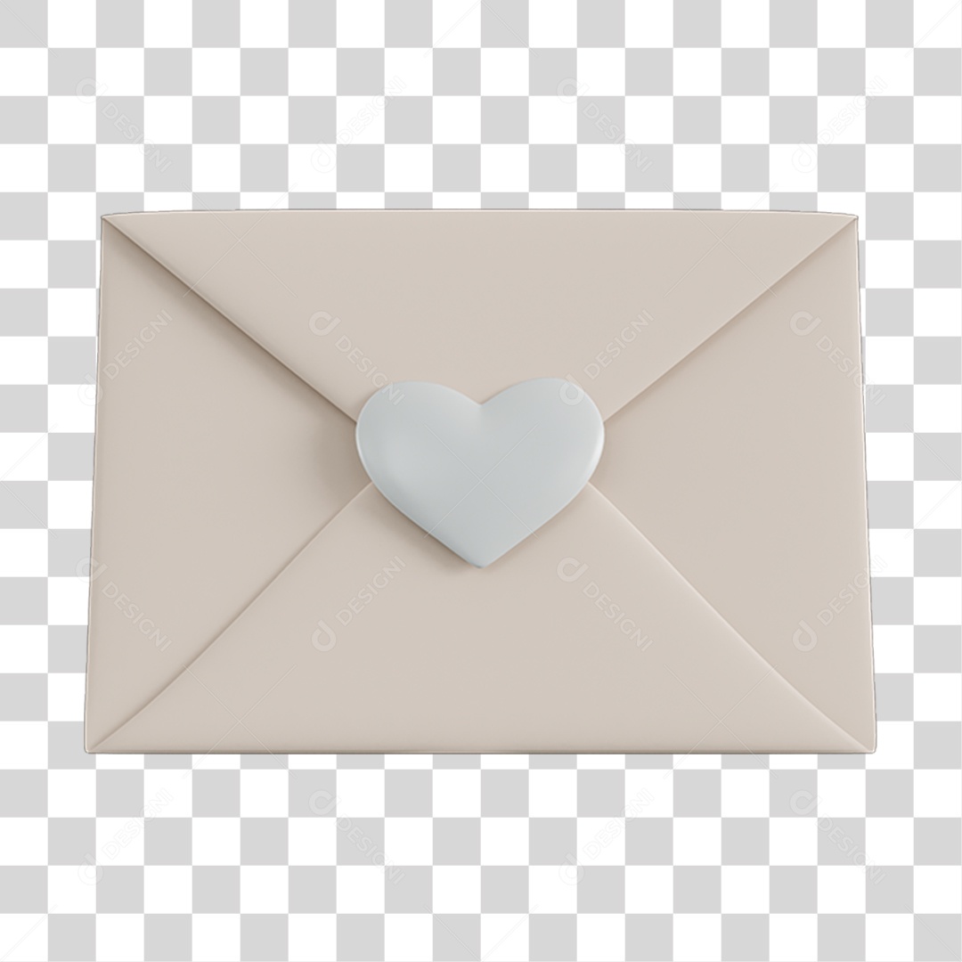 Carta Com Coração Elemento 3D PNG Transparente