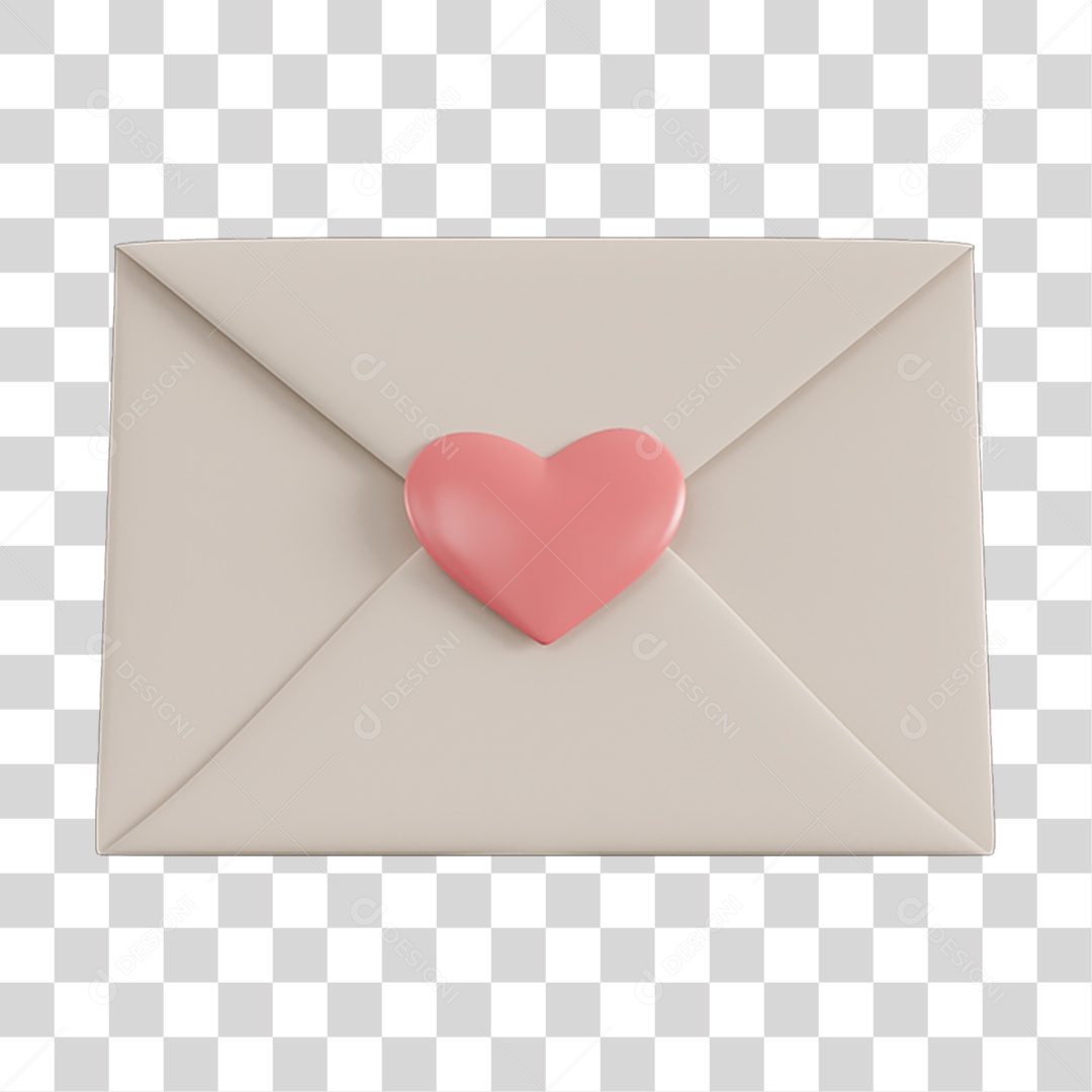 Carta Com Coração Elemento 3D PNG Transparente