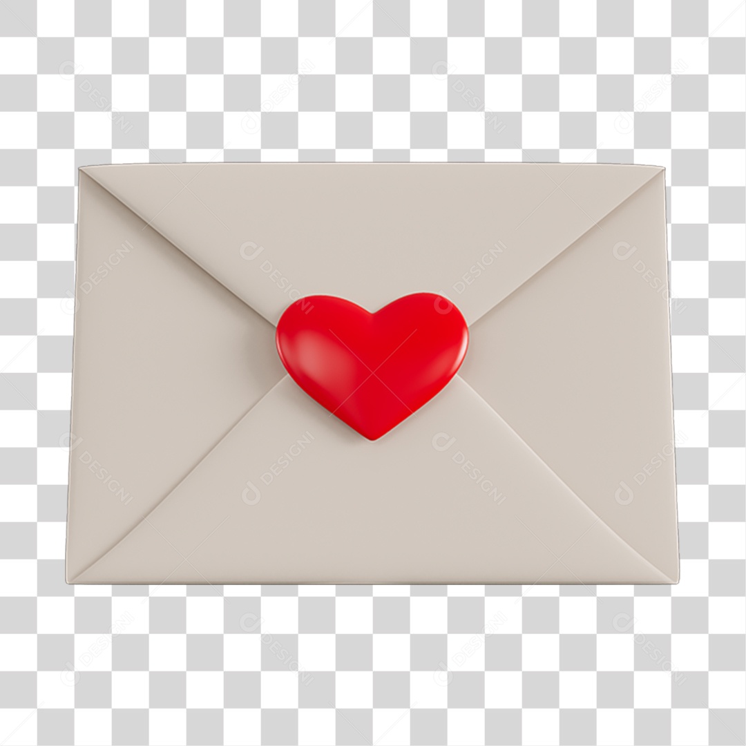 Carta Com Coração Elemento 3D PNG Transparente