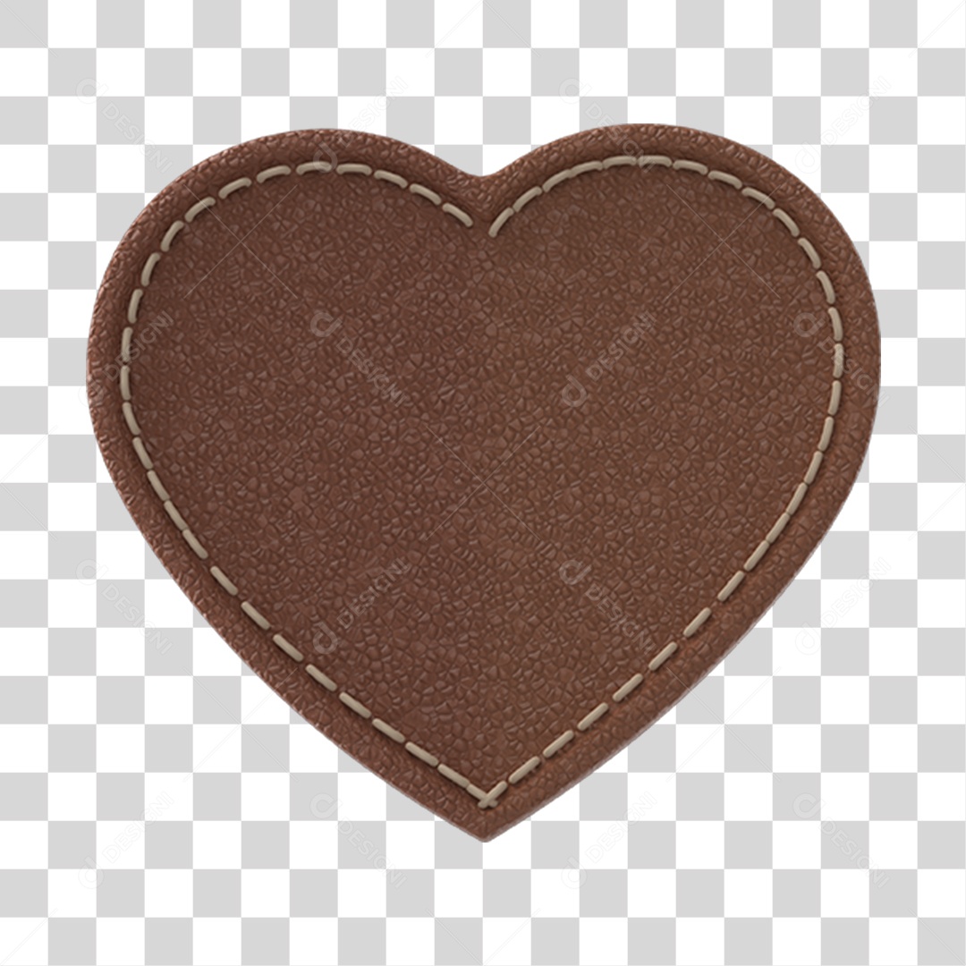 Coração Marrom Elemento 3D PNG Transparente