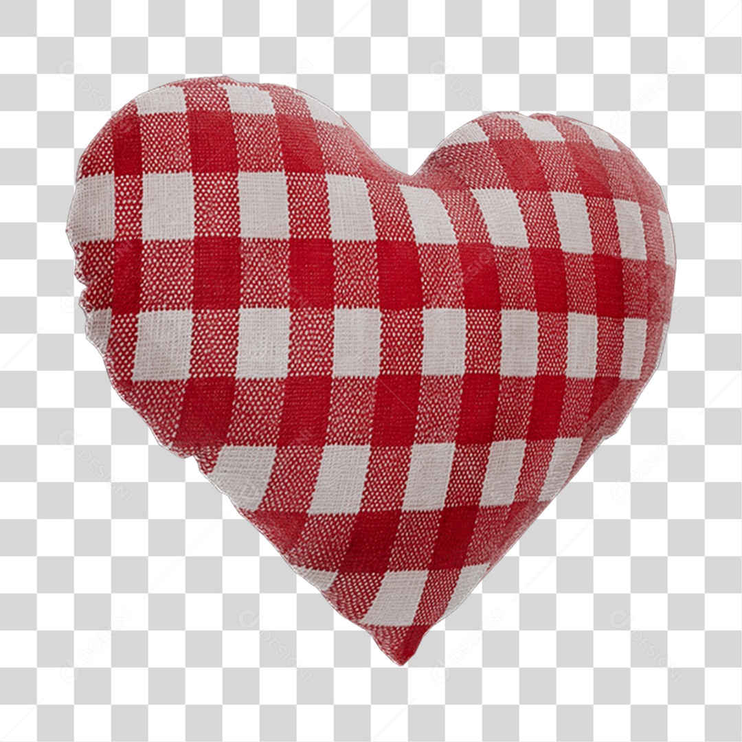 Coração Xadrez Vermelho Elemento 3D PNG Transparente
