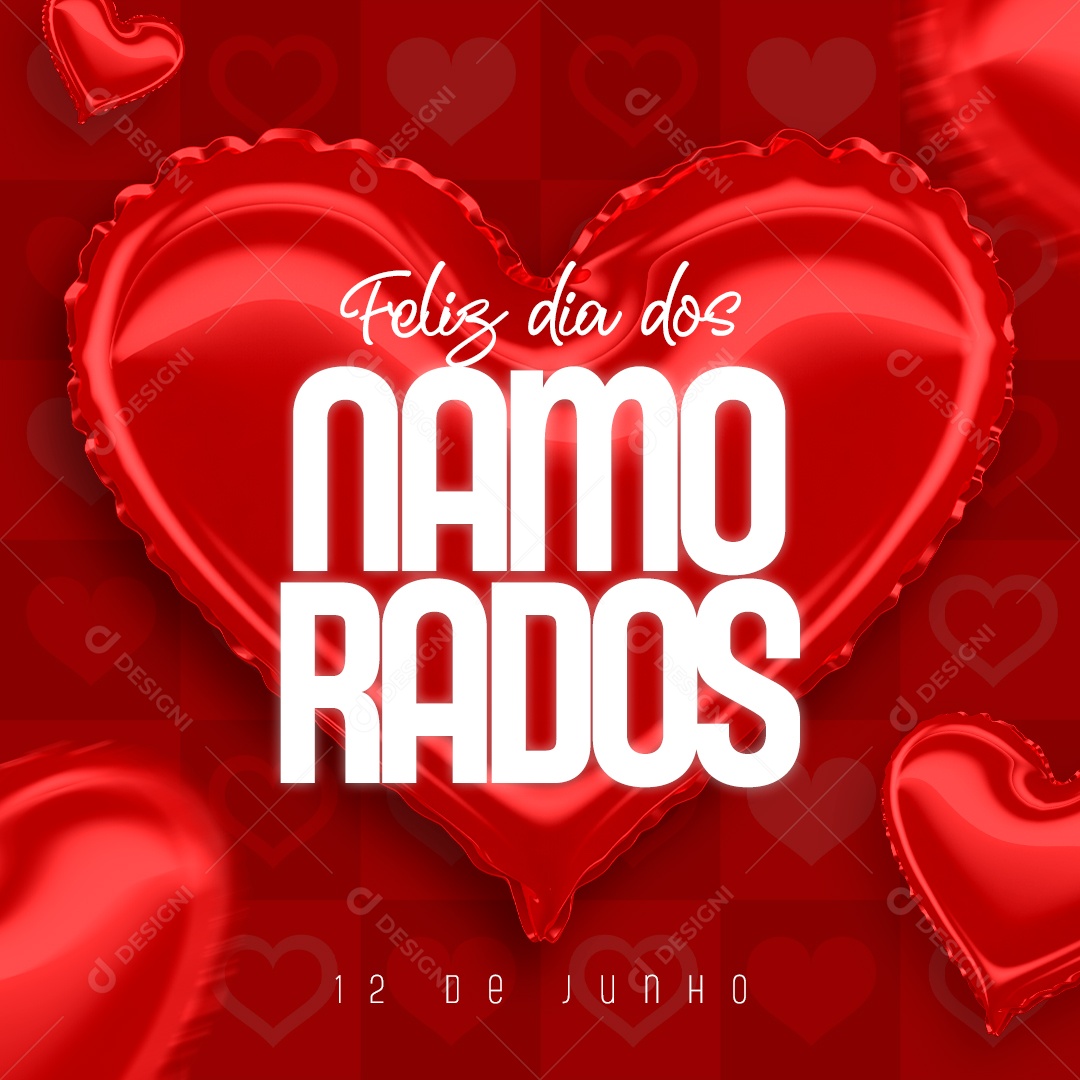 Social Media Feliz Dia Dos Namorados 12 De Junho Coração PSD Editável
