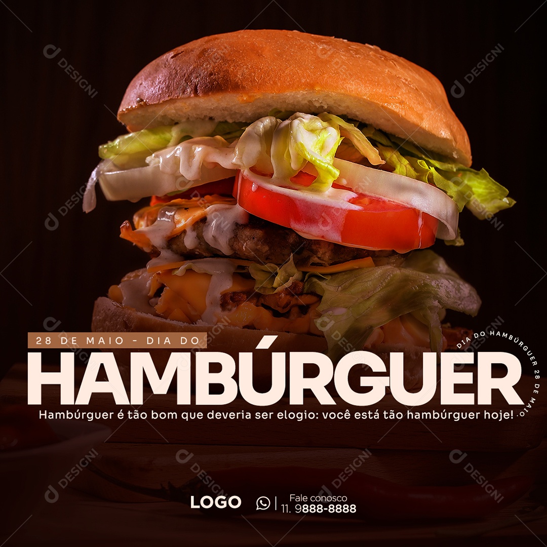 Dia Do Hambúrguer 28 De Maio Social Media PSD Editável