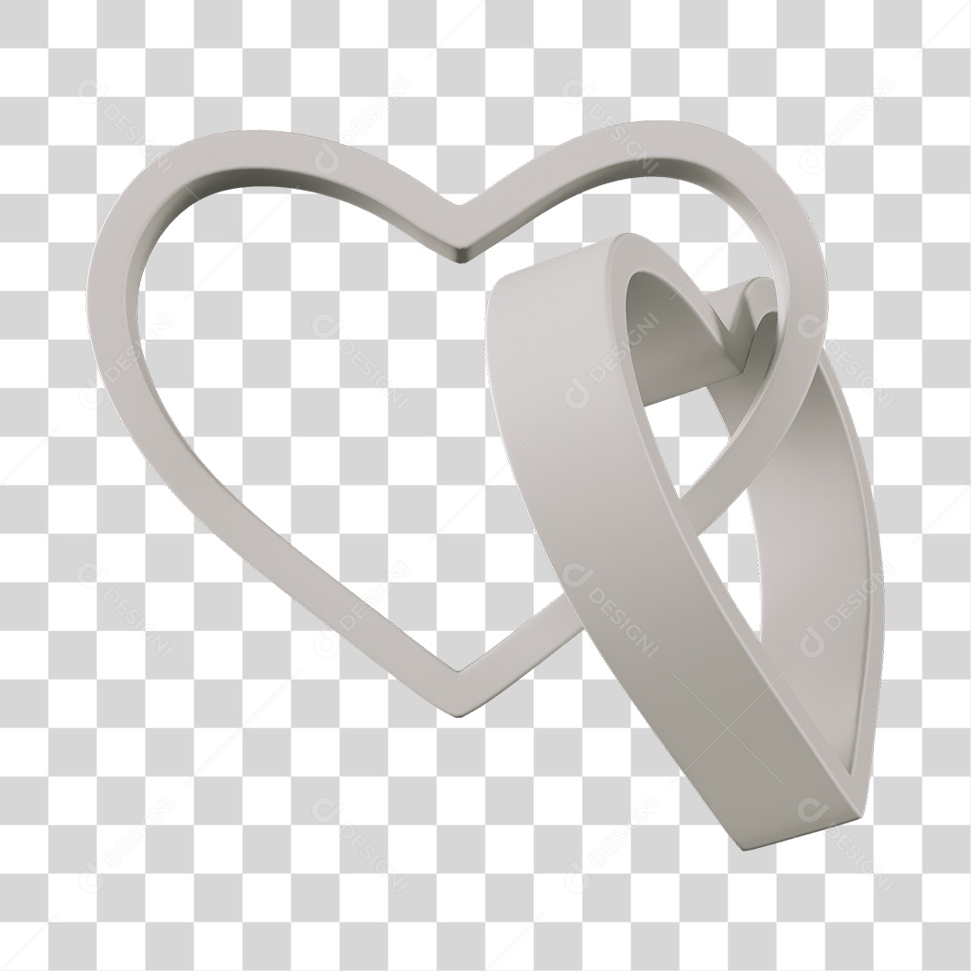 Corações Contorno Elemento 3D PNG Transparente