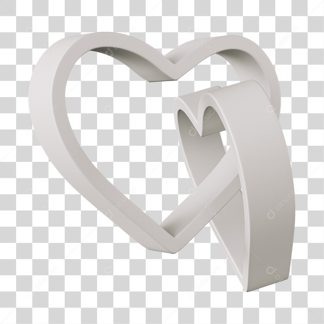 Corações Contorno Elemento 3D PNG Transparente