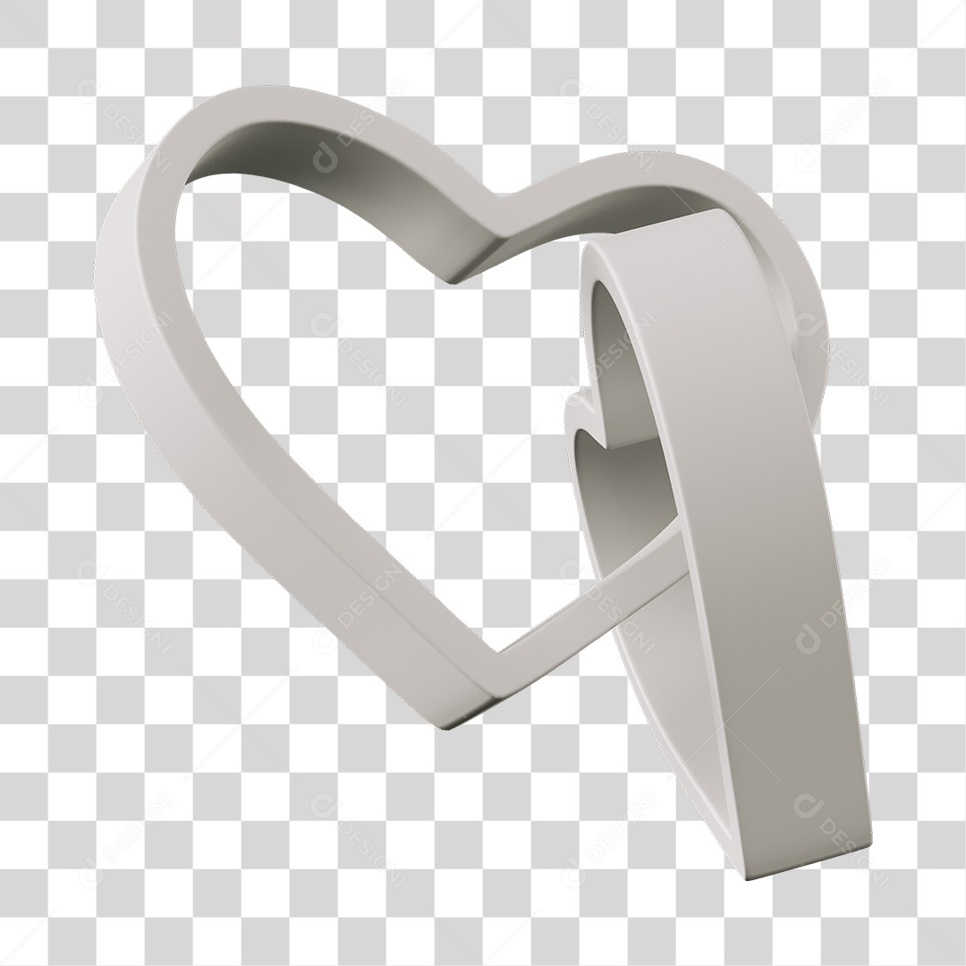 Corações Contorno Elemento 3D PNG Transparente
