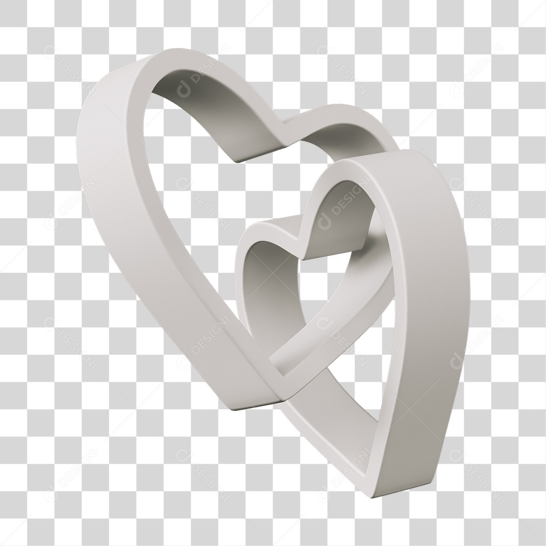 Corações Contorno Elemento 3D PNG Transparente