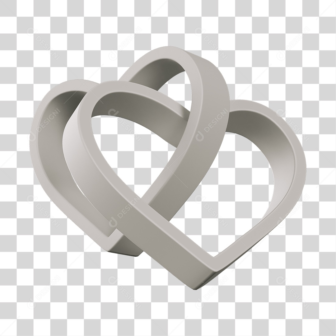 Corações Contorno Elemento 3D PNG Transparente