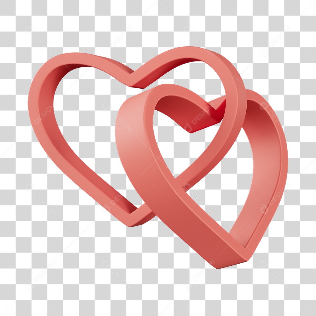 Corações Contorno Na Cor Rosa Elemento 3D PNG Transparente