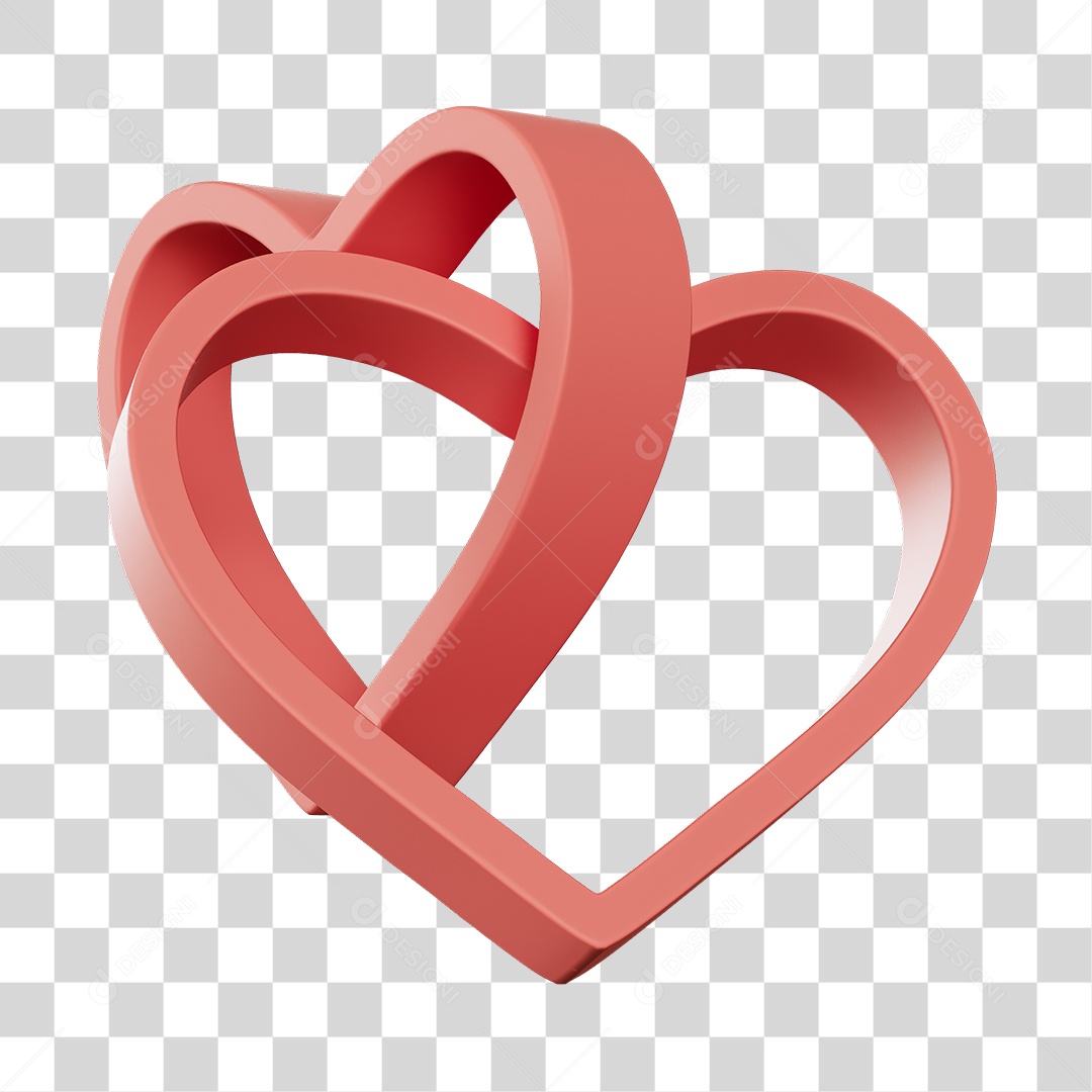 Corações Contorno Na Cor Rosa Elemento 3D PNG Transparente