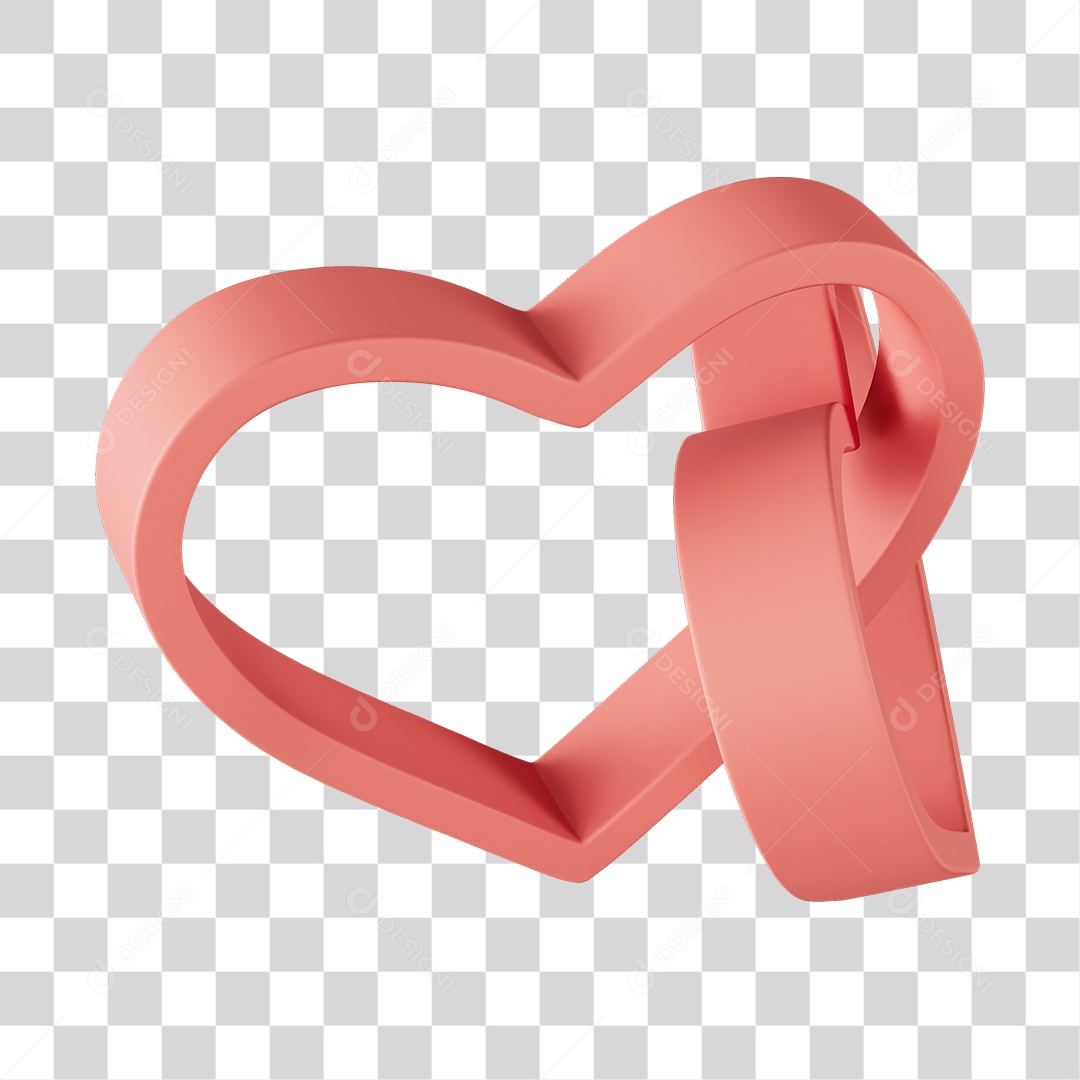 Corações Contorno Na Cor Rosa Elemento 3D PNG Transparente