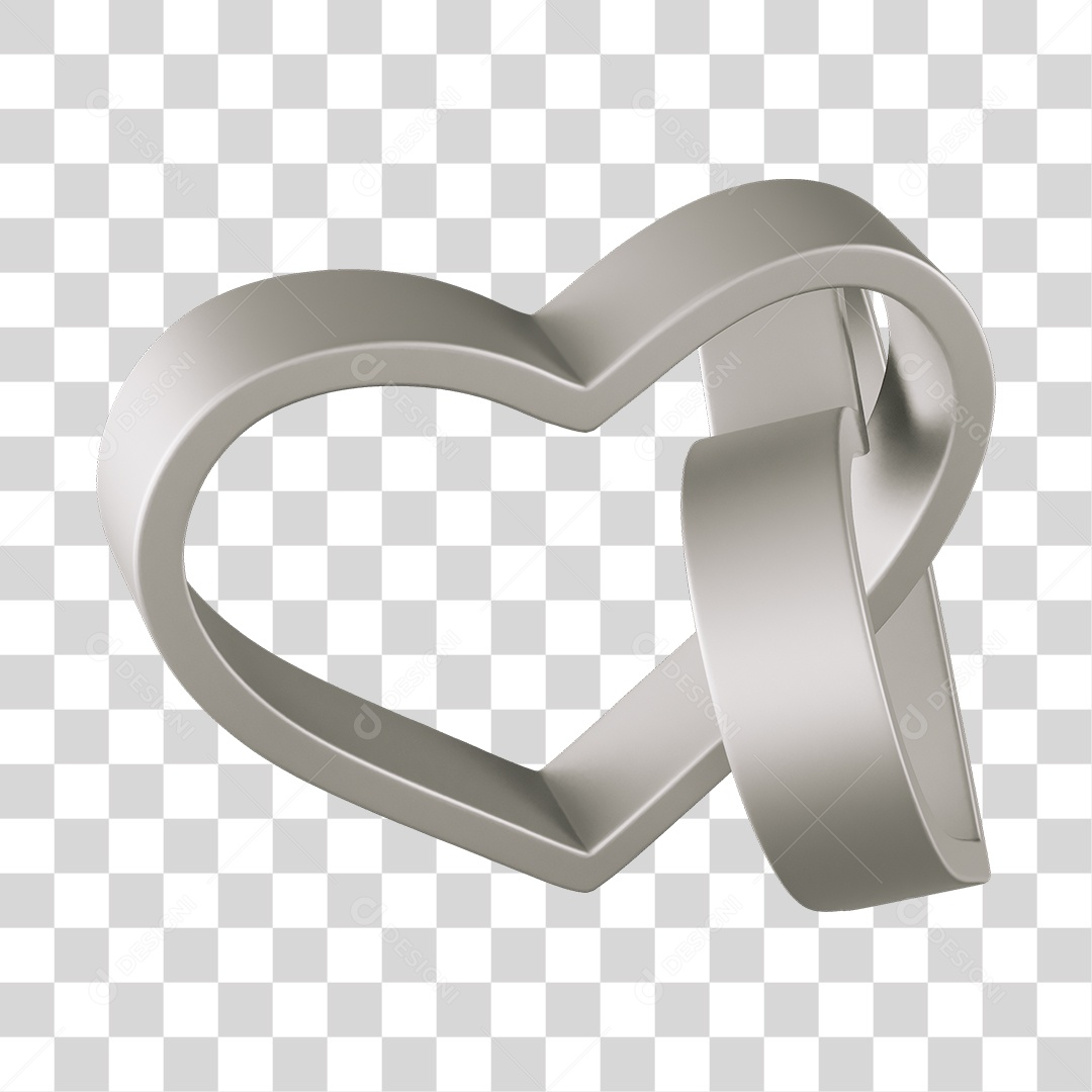 Corações Contorno Cinza Elemento 3D PNG Transparente