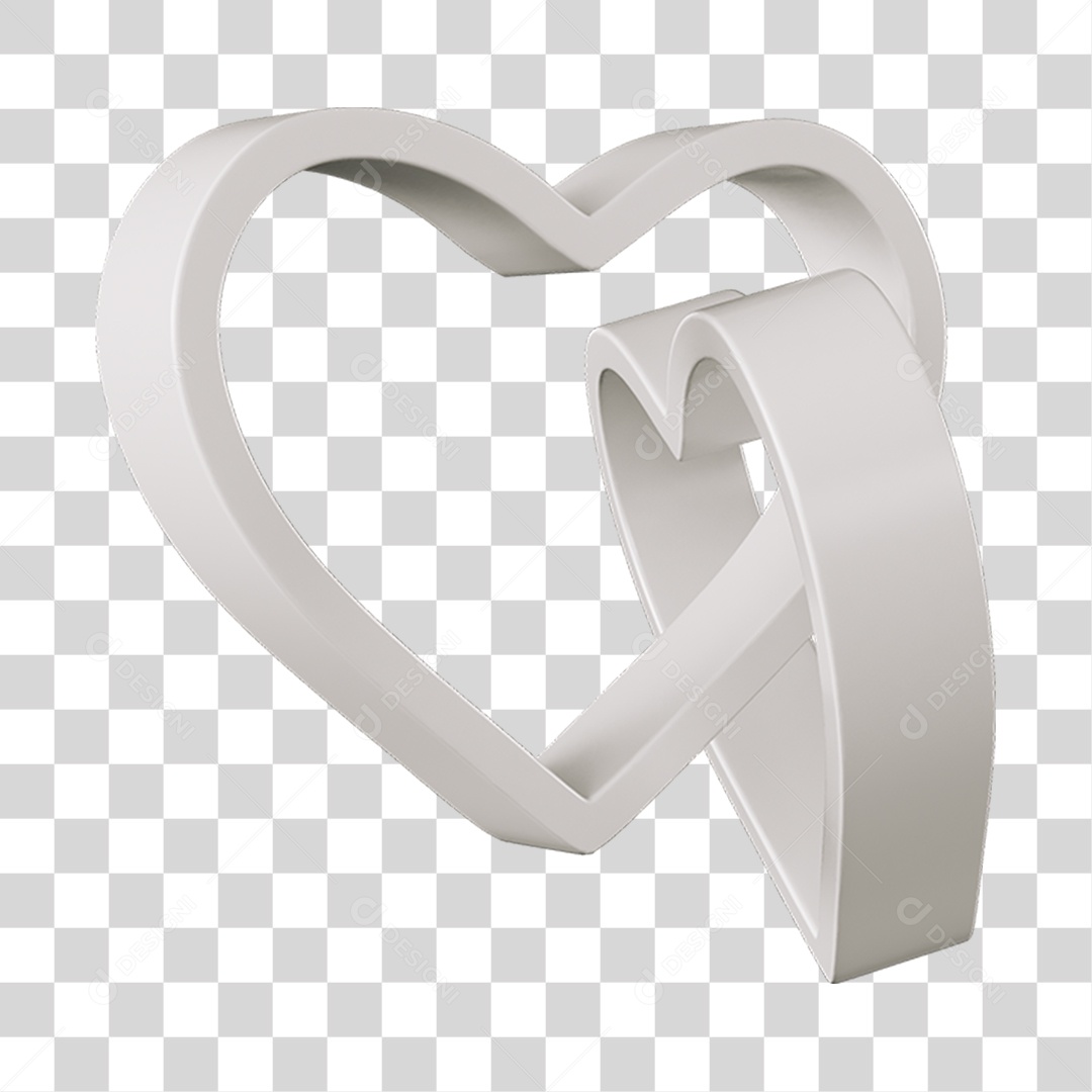 Corações Contorno Branco Elemento 3D PNG Transparente