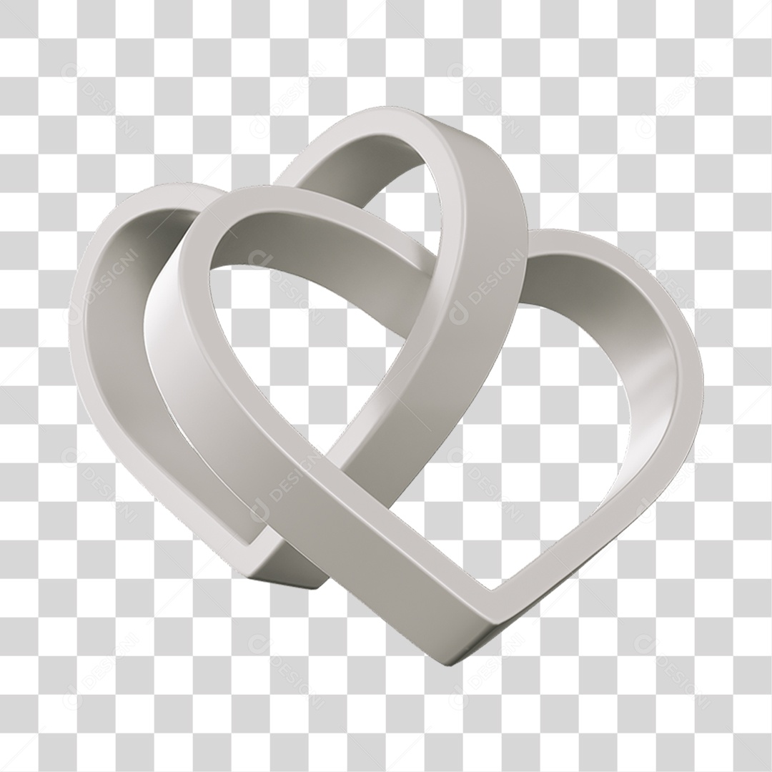 Corações Contorno Branco Elemento 3D PNG Transparente