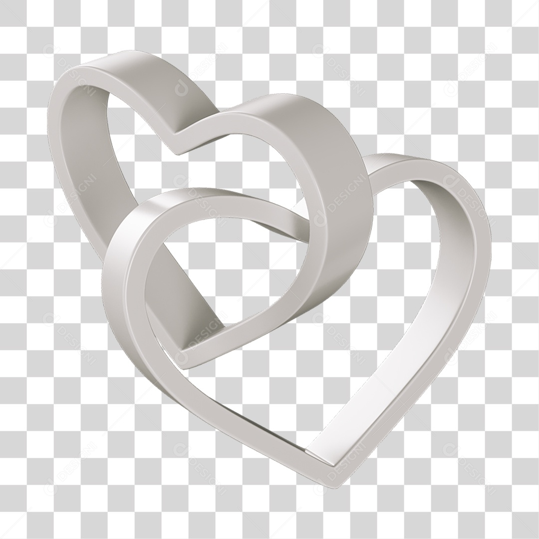 Corações Contorno Branco Elemento 3D PNG Transparente