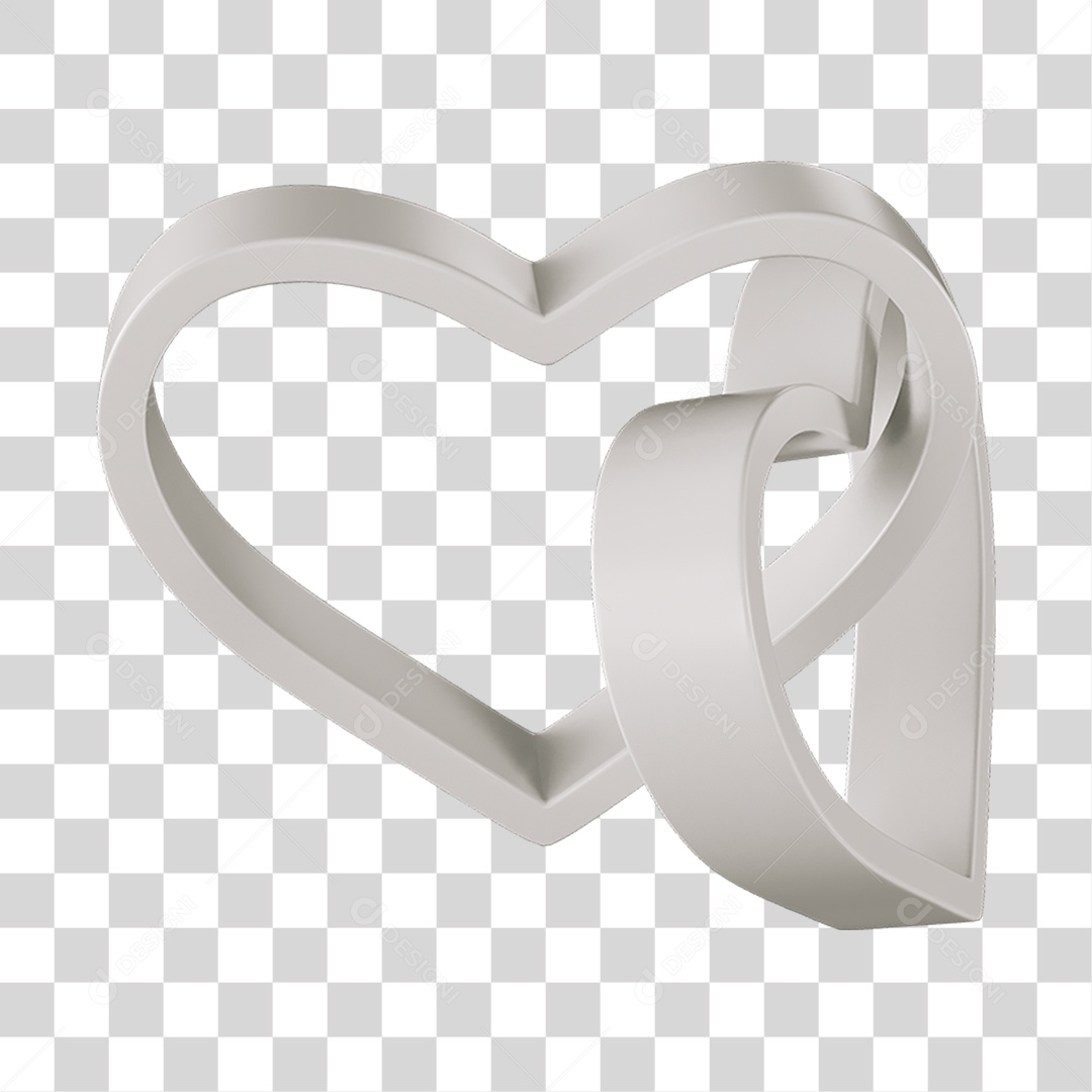 Corações Contorno Branco Elemento 3D PNG Transparente