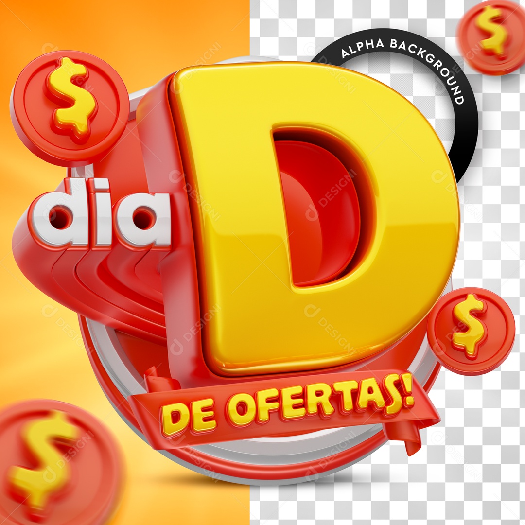 Selo 3D Dia D De Ofertas Vermelho Para Composição PSD