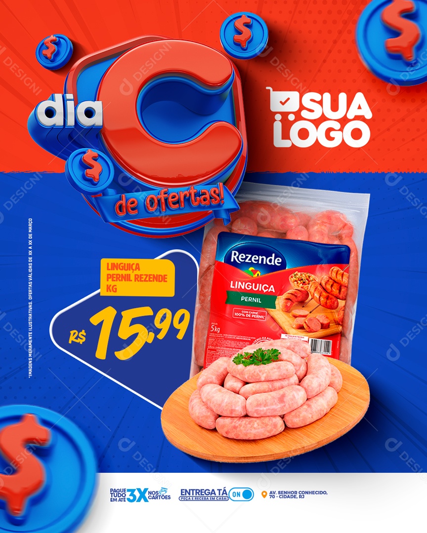 Social Media Story Dia C De Ofertas Supermercado PSD Editável